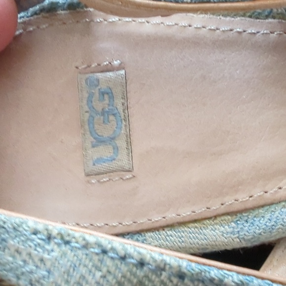 UGG blue high heeled peekaboo toe wedge sandals with rope trim size 8 - Picture 10 of 10